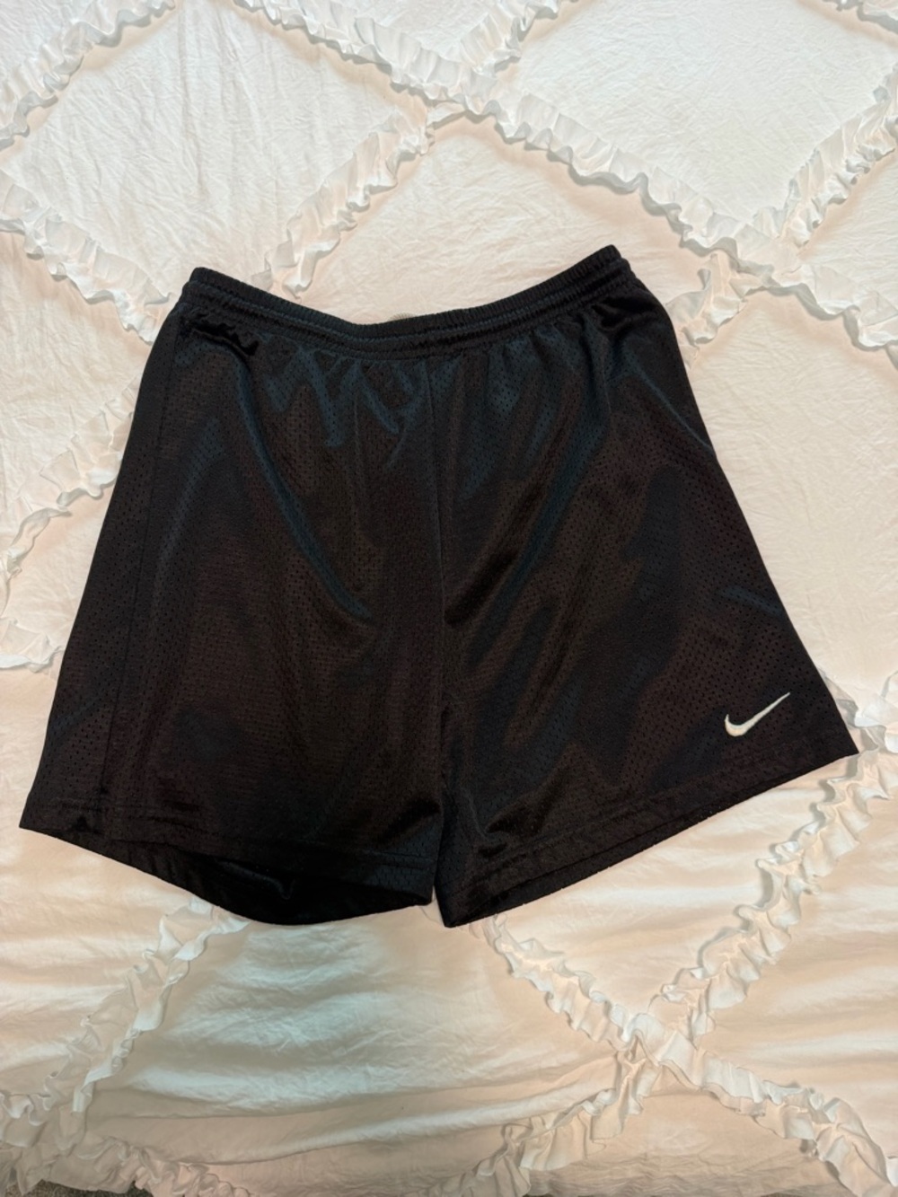 Nike Black Men’s Mesh Athletic Shorts with White Swoosh
